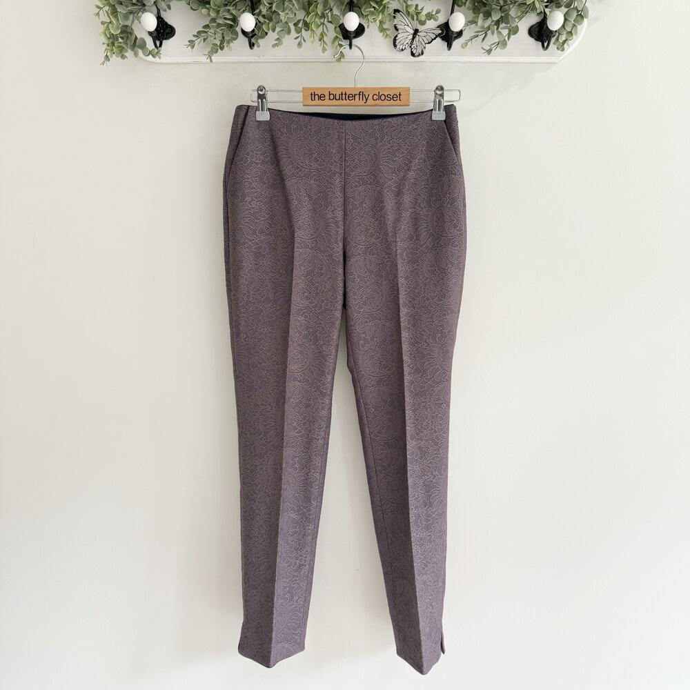 Boden Women's jaquard Lace Trouser Pleated Pants Gray/Purple Size US 6 DD806